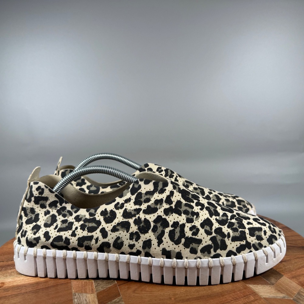 Ilse Jacobsen Tulip 139 Leopard Print Slip On Loafers Womens 39 EU 8.5-9 US Tan
